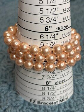 Richelieu 3 Strand Plastic Faux Pearl Beaded Bracelet Goldtone Shells 7.25 inch